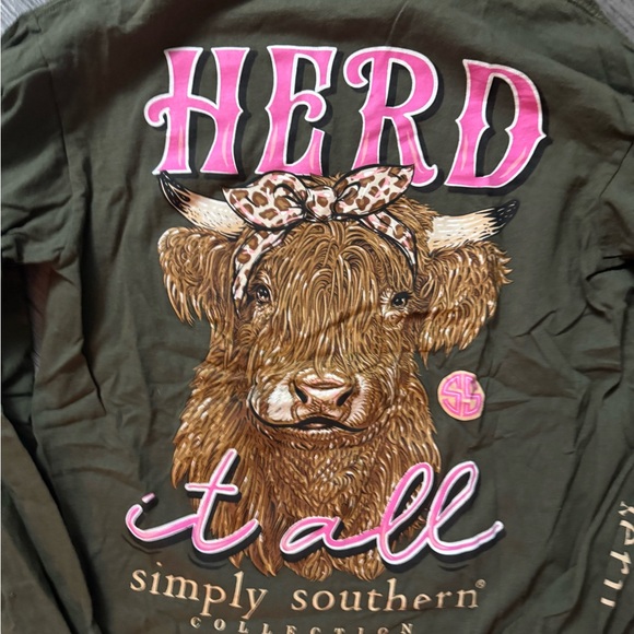 Simply Southern  Green Long Sleeve Tee - Picture 1 of 2
